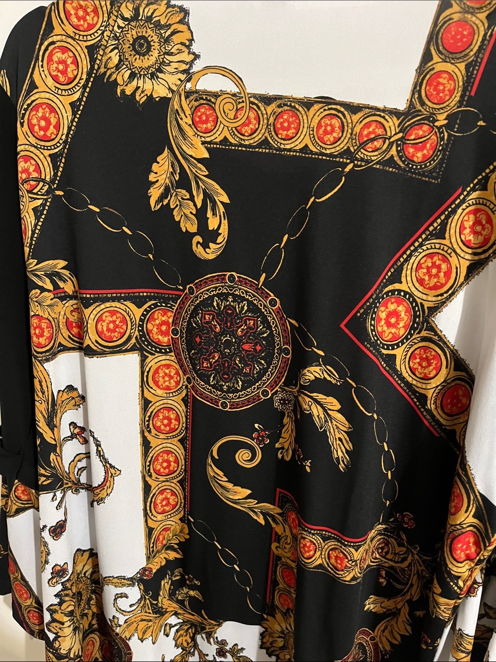 NY Collection Black, White & Gold Baroque Print Tunic - Picture 6 of 6